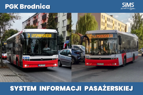 Pojazdy w Brodnicy wyposażone są w elektroniczne tablice kierunkowe tworzące system informacji pasażerskiej firmy SiMS z Bydgoszczy