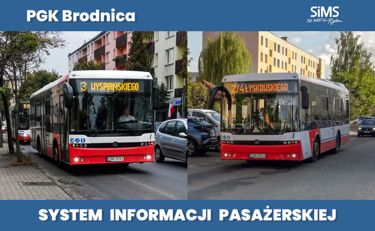 Pojazdy w Brodnicy wyposażone są w elektroniczne tablice kierunkowe tworzące system informacji pasażerskiej firmy SiMS z Bydgoszczy